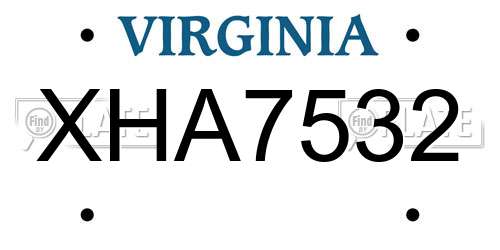 XHA7532 Virginia License Plate