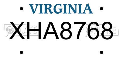 XHA8768 Virginia License Plate