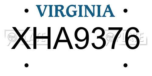 XHA9376 Virginia License Plate