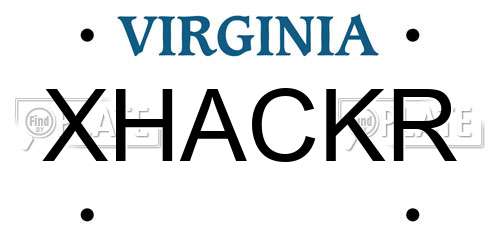 XHACKR Virginia License Plate