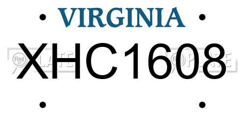 XHC1608 Virginia License Plate