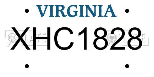 XHC1828 Virginia License Plate