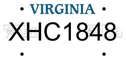 XHC1848 Virginia License Plate