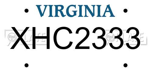 XHC2333 Virginia License Plate