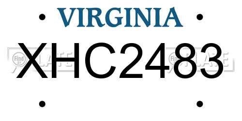 XHC2483 Virginia License Plate