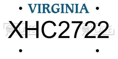XHC2722 Virginia License Plate