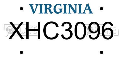 XHC3096 Virginia License Plate
