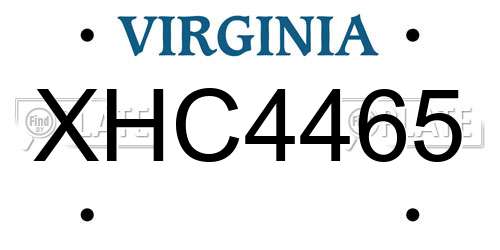 XHC4465 Virginia License Plate