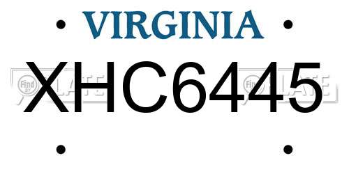 XHC6445 Virginia License Plate