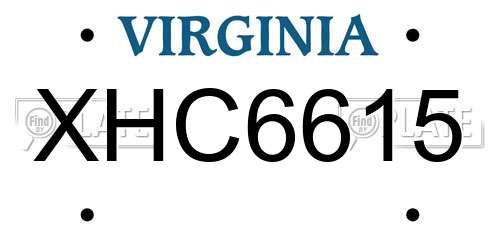 XHC6615 Virginia License Plate