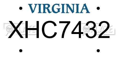 XHC7432 Virginia License Plate