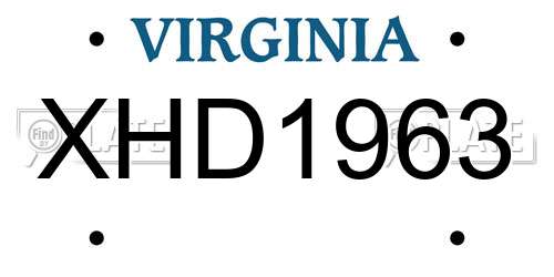 XHD1963 Virginia License Plate