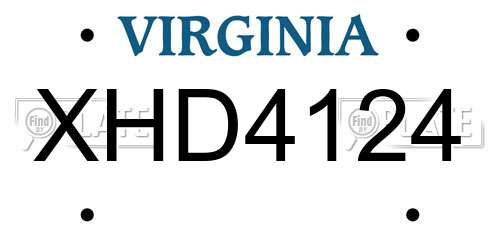 XHD4124 Virginia License Plate