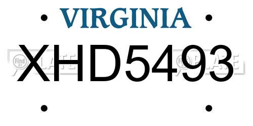 XHD5493 Virginia License Plate