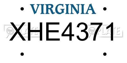 XHE4371 Virginia License Plate