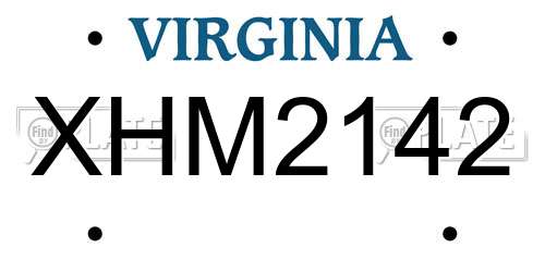 XHM2142 Virginia License Plate