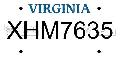 XHM7635 Virginia License Plate