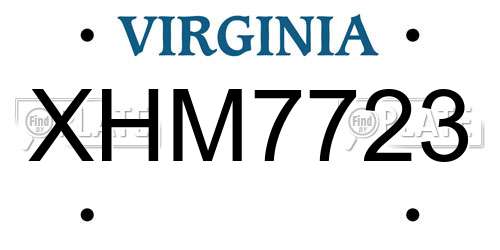 XHM7723 Virginia License Plate