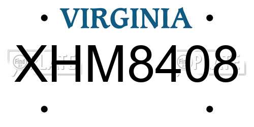XHM8408 Virginia License Plate