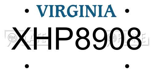XHP8908 Virginia License Plate