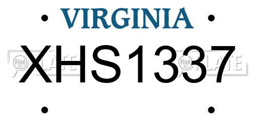 XHS1337 Virginia License Plate