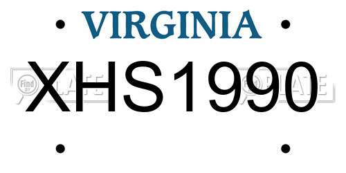 XHS1990 Virginia License Plate