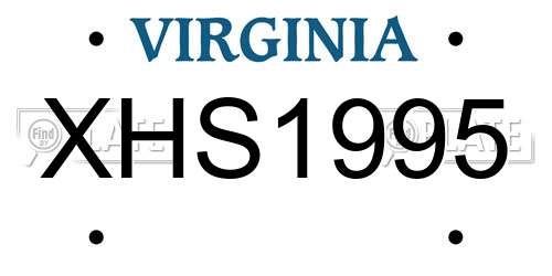 XHS1995 Virginia License Plate