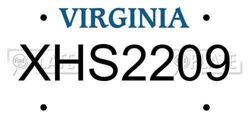 XHS2209 Virginia License Plate