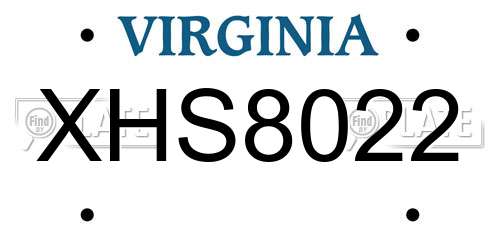 XHS8022 Virginia License Plate