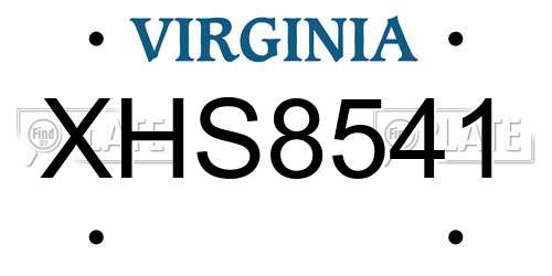 XHS8541 Virginia License Plate
