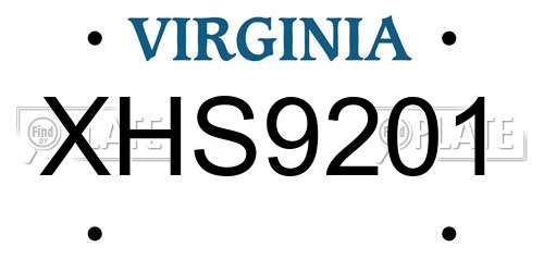 XHS9201 Virginia License Plate