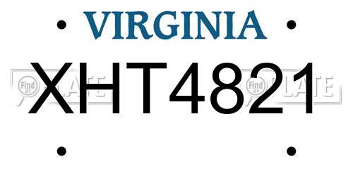 XHT4821 Virginia License Plate