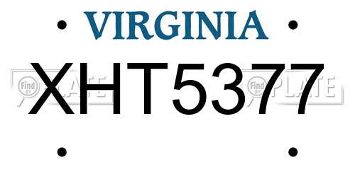 XHT5377 Virginia License Plate