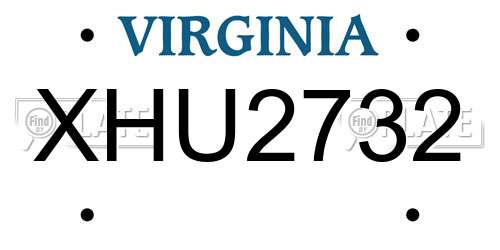XHU2732 Virginia License Plate