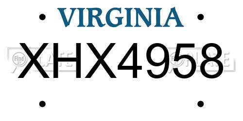 XHX4958 Virginia License Plate