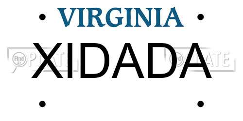 XIDADA Virginia License Plate