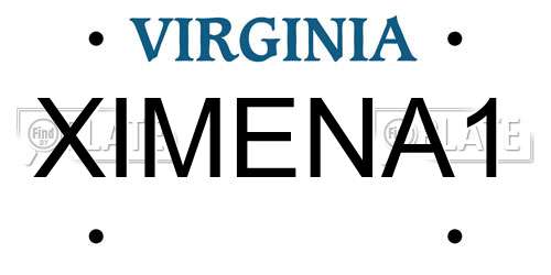 XIMENA1 Virginia License Plate