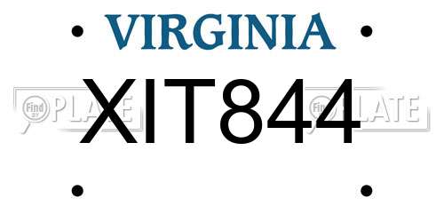 XIT844 Virginia License Plate
