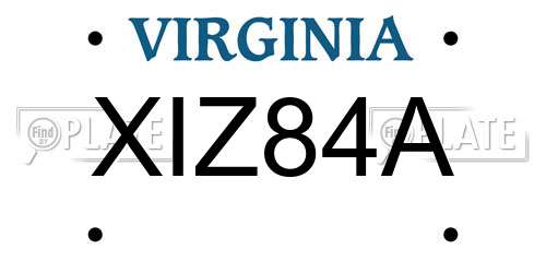 XIZ84A Virginia License Plate