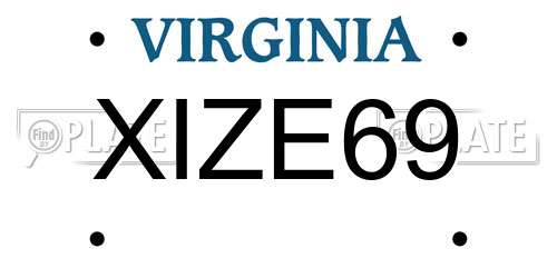 XIZE69 Virginia License Plate