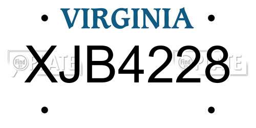 XJB4228 Virginia License Plate