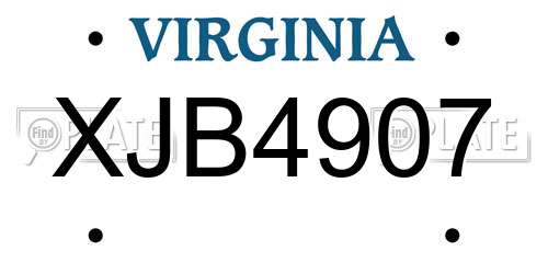 XJB4907 Virginia License Plate