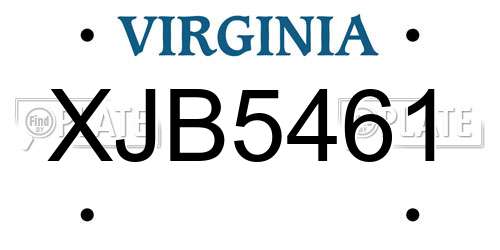XJB5461 Virginia License Plate
