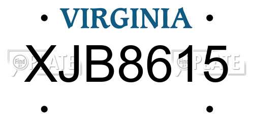 XJB8615 Virginia License Plate