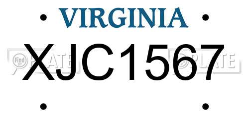 XJC1567 Virginia License Plate