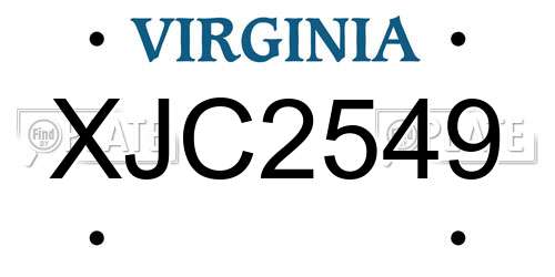 XJC2549 Virginia License Plate