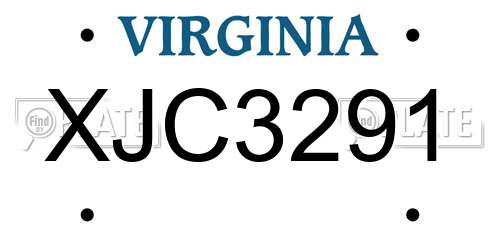 XJC3291 Virginia License Plate