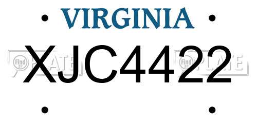 XJC4422 Virginia License Plate
