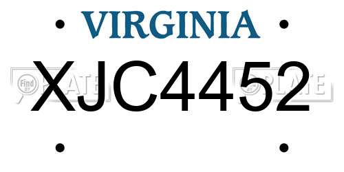 XJC4452 Virginia License Plate