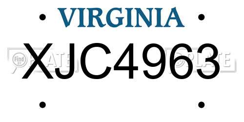 XJC4963 Virginia License Plate